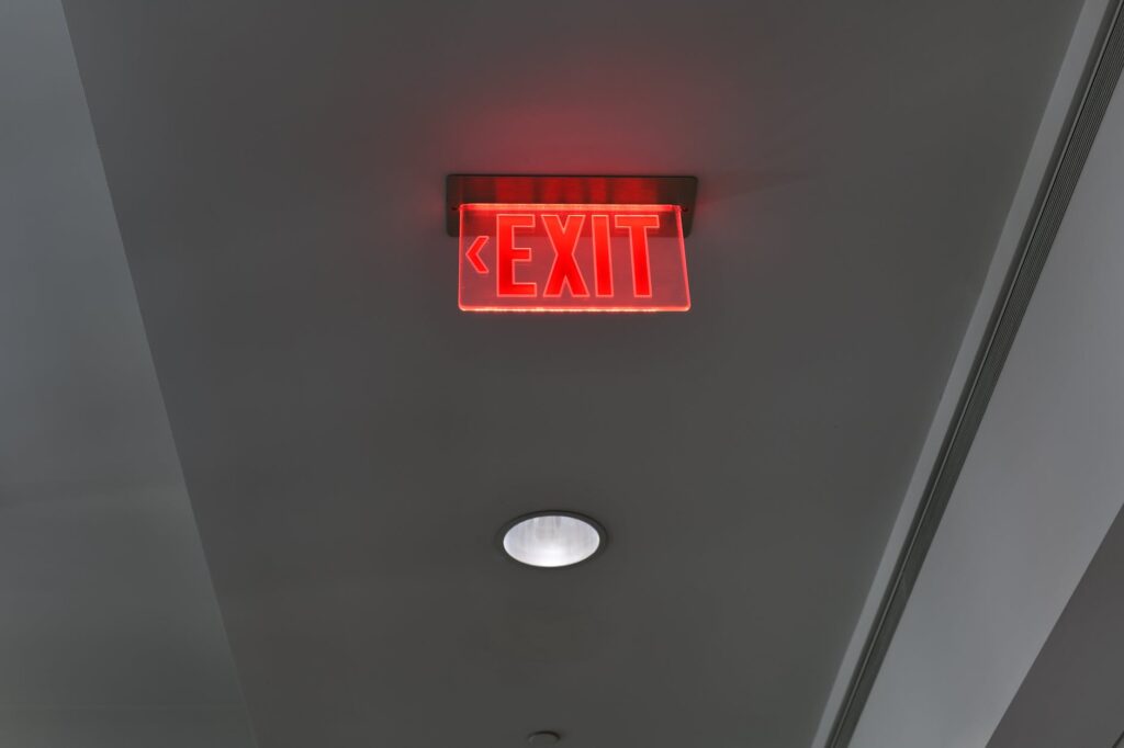 an illuminated exit sign